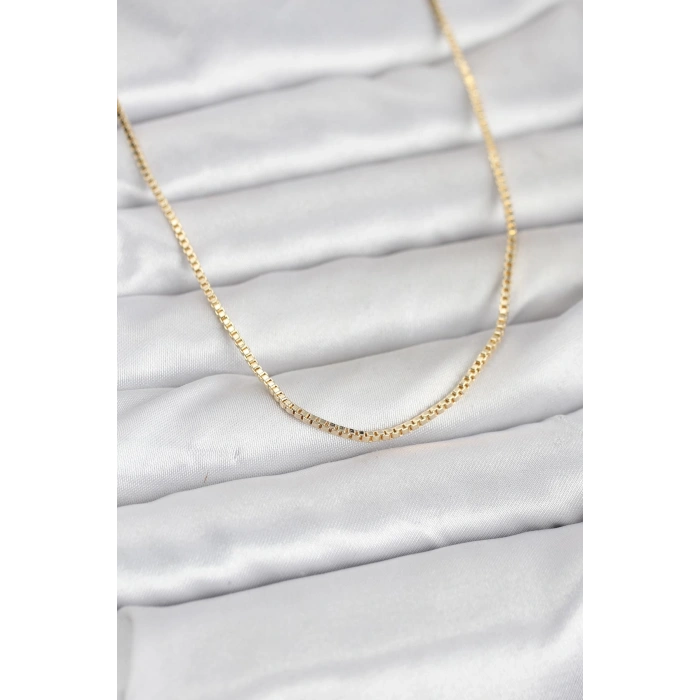 CM 14K Gold Renk Kare Zincirli Model 60 cm Kadın Kolye TJ-BKO10941