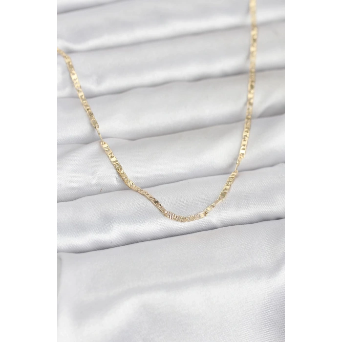 CM 14K Gold Renk Yassı Zincir Model 60 cm Kadın Kolye TJ-BKO10946