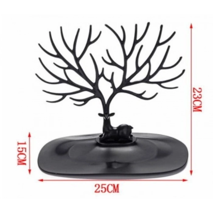 Geyik Tasarımlı Takı Standı Siyah