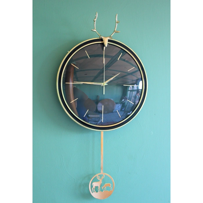Geyikli Sarkaçlı Duvar Saati Alk1583