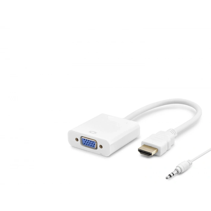 Hdmi To Vga Dişi Ses Çıkışlı Görüntü Dönüştürücü 1080P - Beyaz HDX2019B