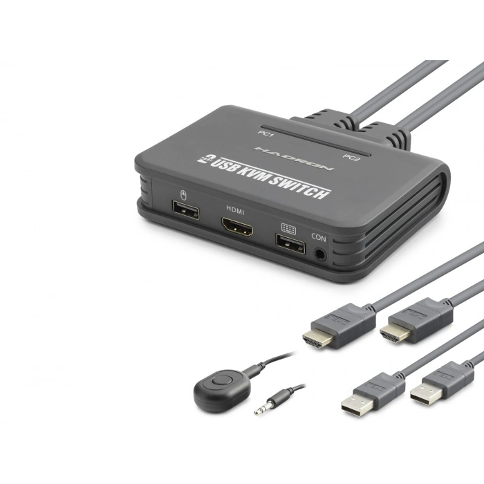 Hdmi Usb Kvm Switch 2 Port Hdmi 2 Port Usb Dahili Kablolu - Siyah HDX1361