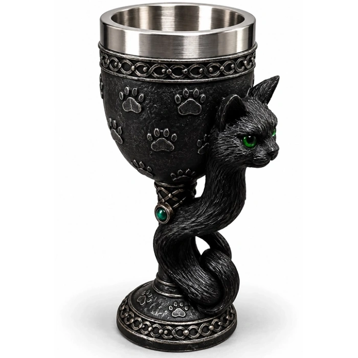 Kedi Figürlü 3D Paslanmaz Çelik Kadeh Bardak Alk6543