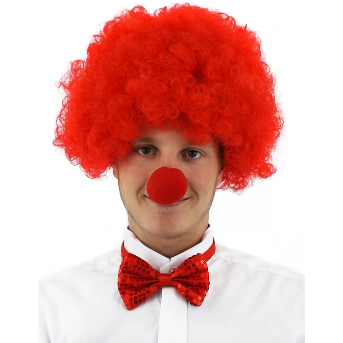 Kırmızı Renk Kıvırcık Afro Palyaço Seti