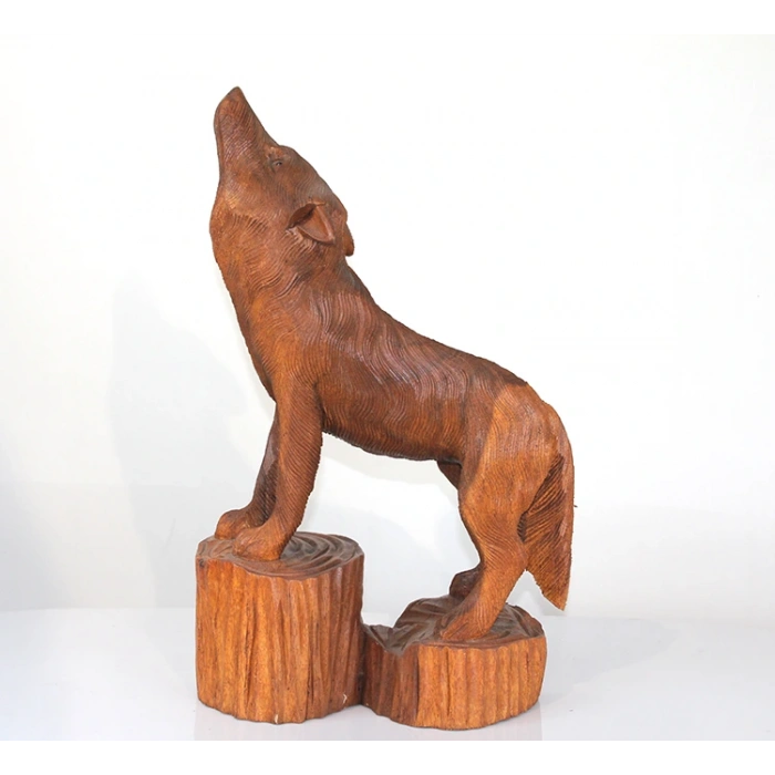 Maun Ağacı El Oyması Kurt Figürü 4Ratnı-17