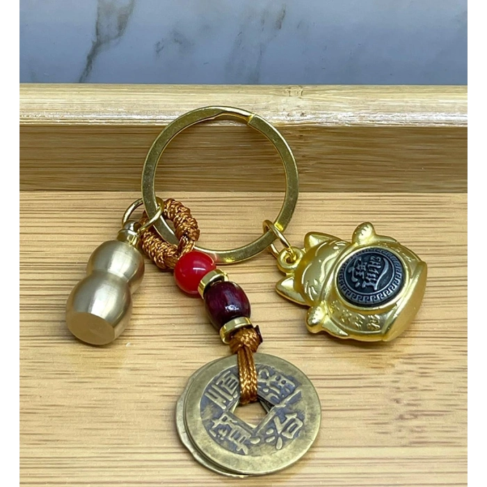 Metal Şans Ve Bereket Kedisi Anahtarlık Model 3