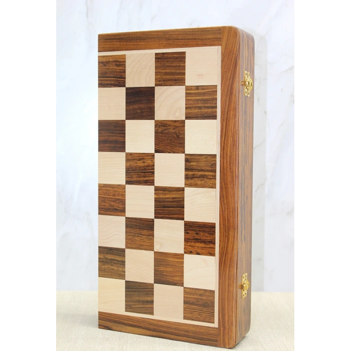 Mıknatıs Taşlı Ahşap Katlanabilir Kutulu Satranç Oyunu 40 Cm G225