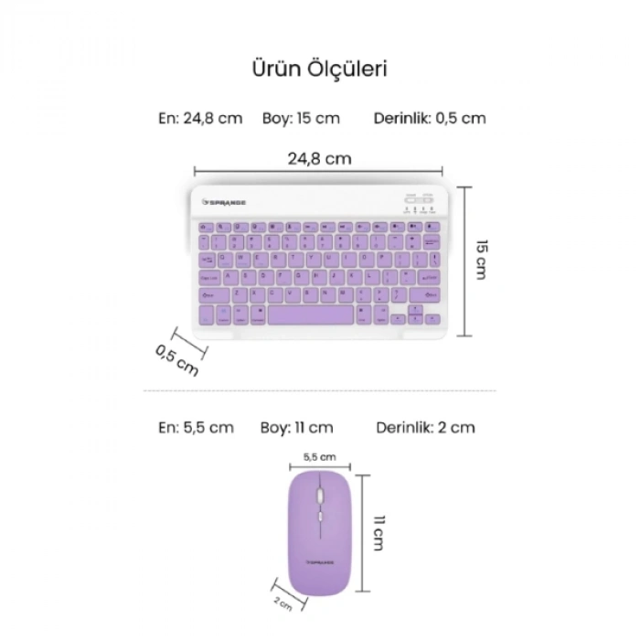 Mor Kablosuz Klavye Ve Mouse Seti