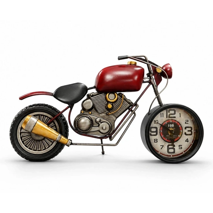 Motosiklet Tasarımlı Metal Duvar Saati Alk5791