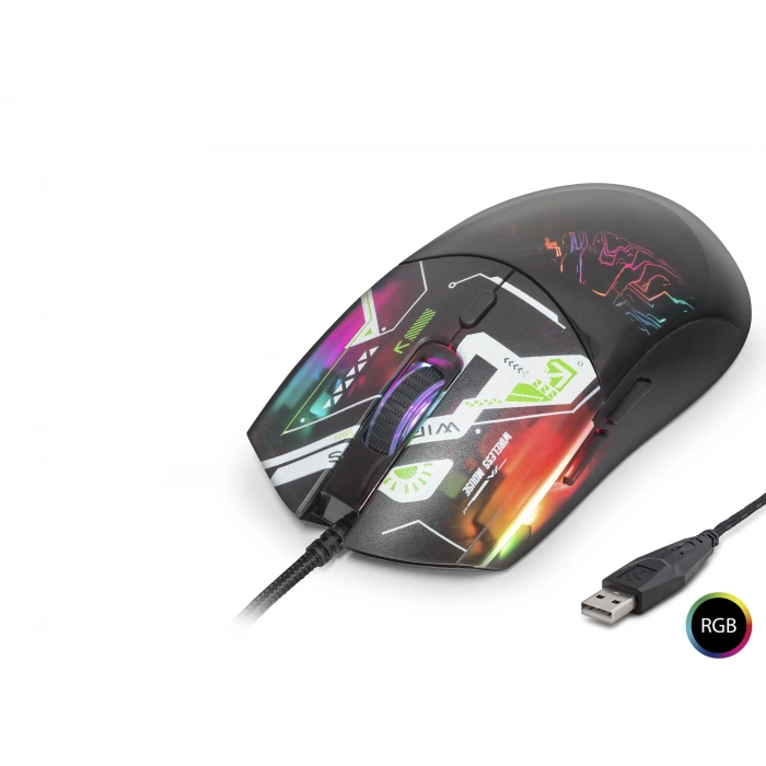 Mouse 7200 Dpi Rgb Geometrik Desenli - Siyah G306B
