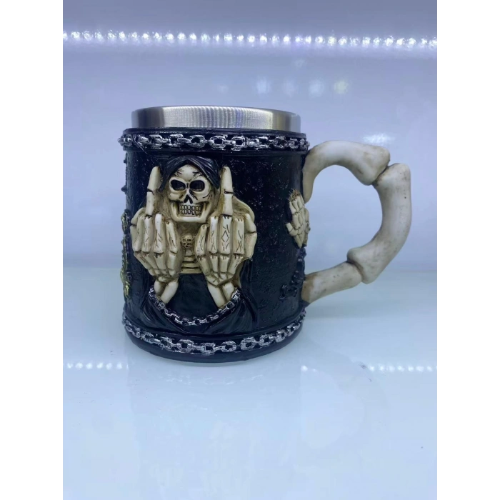 Orta Parmak Motifli çelik kupa bardak Kod 6978