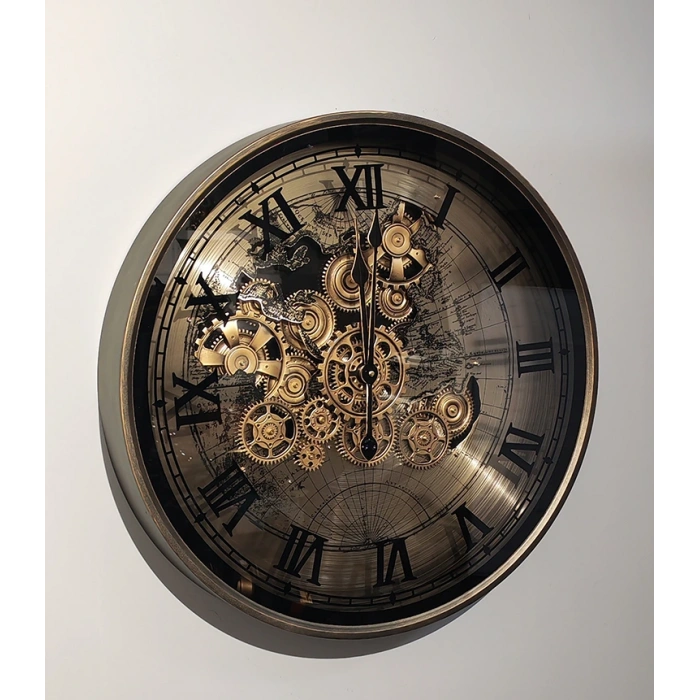 Özel Tasarım Metal Çarklı Duvar Saati Liv159