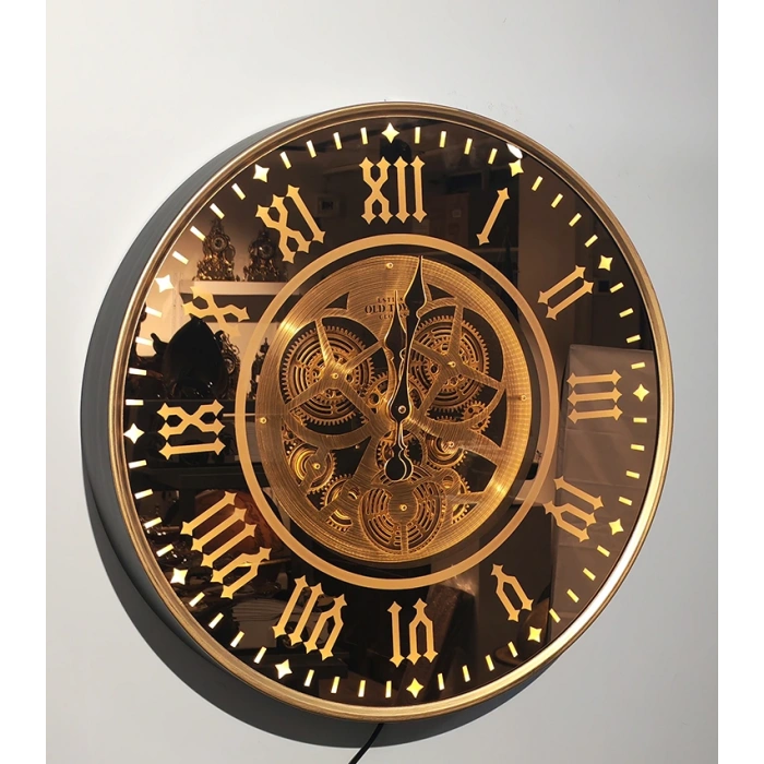 Özel Tasarım Metal Çarklı Ledli Duvar Saati Alk5122