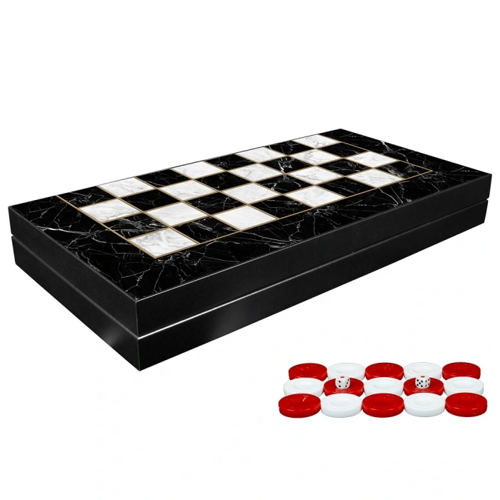 Özel Tasarlanmış Mermer Desenli Tavla