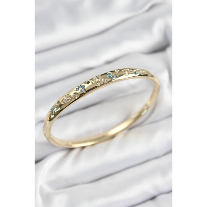 Pirinç Zirkon Taşlı Model Gold Renk Kadın Kelepçe - TJ-BB7568