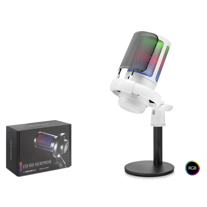 Profesyonel Mikser Kontrollü Rgb Mikrofon 24 Bit Çinko Alaşım Gövde Type-C - Beyaz ME6SW