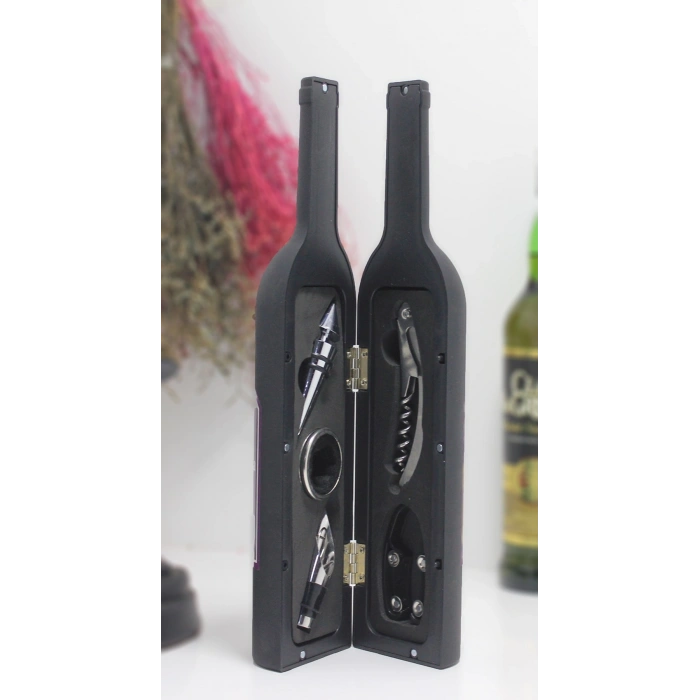 Şişe Tirbuşon Seti Büyük Siyah Alk2629