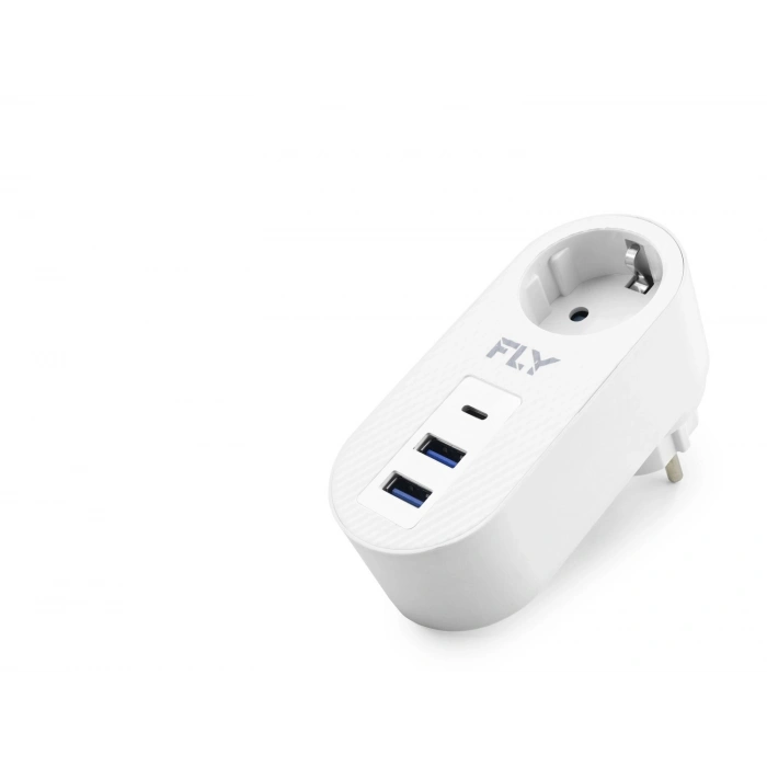 Topraklı Termal Akım Korumalı Priz Adaptörü 2 Usb 1 Type-c 3400-01