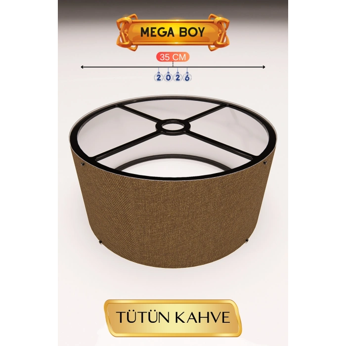 Tütün Kahve Lambader Başlığı 35 CM Mega Boy