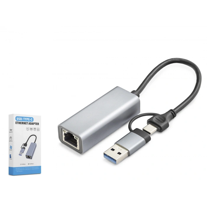 Usb 3.0 & Type-C Ethernet Adaptör Gigabit - Gri HDX7863