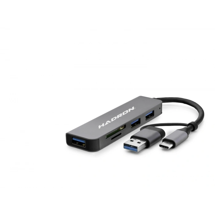 Usb 3.0 & Type-C Hub Kart Okuyucu 5 Port - Gri HDX7826