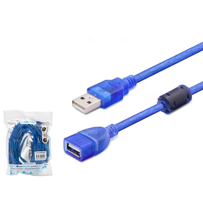 Usb Uzatma Kablosu 5 M - Şeffaf Mavi̇ HDX7536
