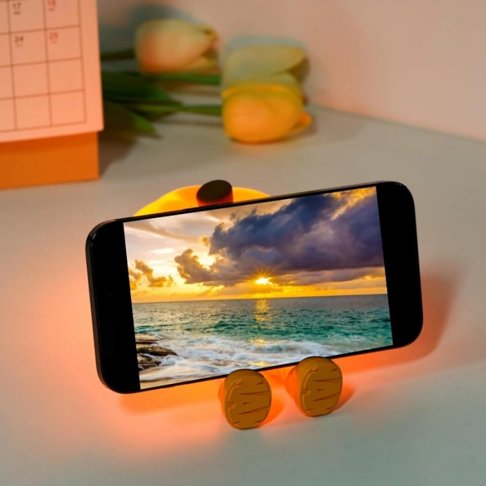 Üzgün Balkabağı Tasarımlı Gece Lambası - Silikon - Telefon Tutucu Özellikli