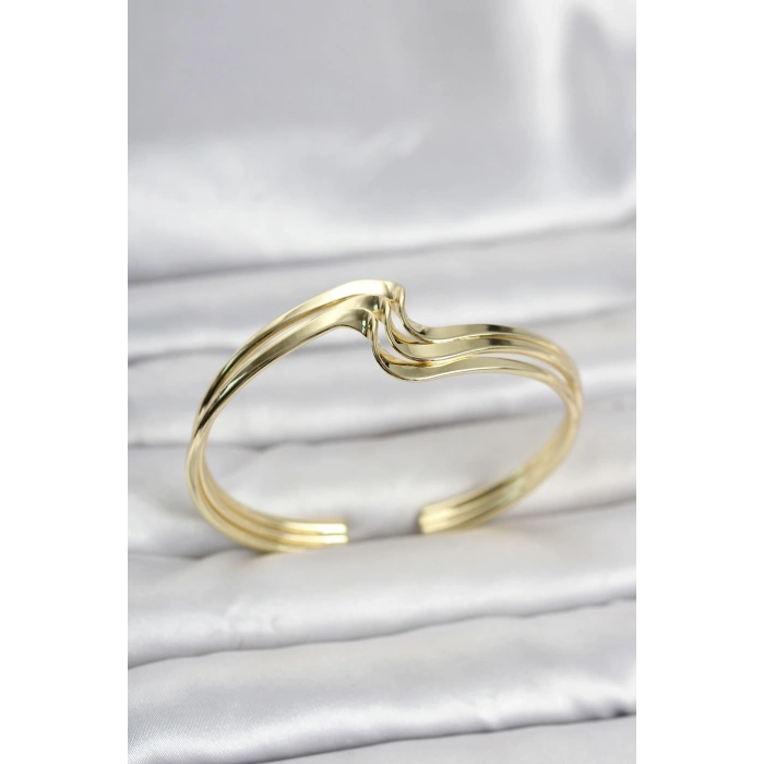 Zikzak Model Gold Renk Pirinç Kadın Bileklik TJ-BB8554