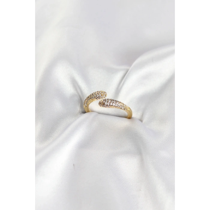 Zirkon Taşlı Gold Renk Pirinç Yüzük TJ-BYK4185