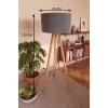 3 Ayaklı Tripod Lambader Antrasit Gri Kumaş Başlık