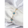 316L Çelik Gold Renk Buz Mavisi Baby Boy Yonca Kadın Bileklik TJ-BB7948