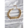 316L Çelik Gold Renk İsim Yazılabilir Plaka Model Kadın Bileklik TJ-BB5744