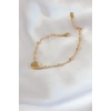 316L Çelik Gold Renk Kalp Model Minimal Top Detay Kadın Bileklik - TJ-BB5434
