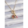 316L Çelik Gold Renk Makyaj Paleti Figür Charm Model Kadın Kolye - TJ-BKO9322