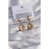 316L Çelik Gold Renk Mineli Ay Figürlü Küpe - TJ-BKP9067