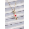 316L Çelik Gold Renk Renkli Kalp Figür Charm Model Kadın Kolye TJ-BKO9320