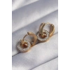 316L Çelik Gold Renk Zirkon Taşlı İç İçe Geçmeli Oval Küpe TJ-BKP9014