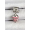 316L Çelik Gümüş Renk Pembe Kalp Model Nomination Charm TJ-BC1495