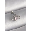 316L Çelik Gümüş Renk Pembe Mineli Kalp Zirkon Taş Detay Tragus Piercing TJ-PR1261