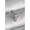 316L Çelik Gümüş Renk Pembe Zirkon Taşlı Sallantı Yıldız Detay Tragus Piercing TJ-PR1237
