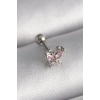 316L Çelik Gümüş Renk Pembe Zirkon Taşlı Tragus Piercing TJ-PR1241