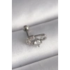 316L Çelik Gümüş Renk Zirkon Taşlı Toplu İğne Tragus Piercing TJ-PR1275