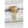 316L Çelik Sallantılı Zirkon Taşlı Çiçek Model Gold Renk Nomination Charm TJ-BC1430