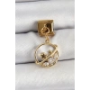 316L Çelik Sallantılı Zirkon Taşlı Satürn Model Gold Renk Nomination Charm TJ-BC1418