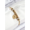 316L Çelik Zirkon Taşlı Göz Charm Model Gold Renk Kadın Bileklik TJ-BB7842