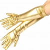 Altın Renk Dirsek Altı Lüks Saten Eldiven 40 cm