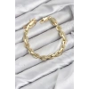CM Kalın Zincir Model Gold Renk Pirinç Kadın Bileklik TJ-BB8600