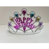 Gümüş Renk Happy Birthday Yazılı Doğum Günü Tacı 60 cm