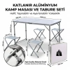 Katlanabilir Alüminyum Kamp Masası ve 4 lü Tabure Seti