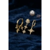 Kutup Yıldızı Model Gold Renk 3 lü Küpe Set TJ-BKP11974